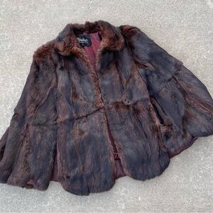 Vintage RARE Mindlin’s Auburn Mink Fur Bat Wing Cape Coat